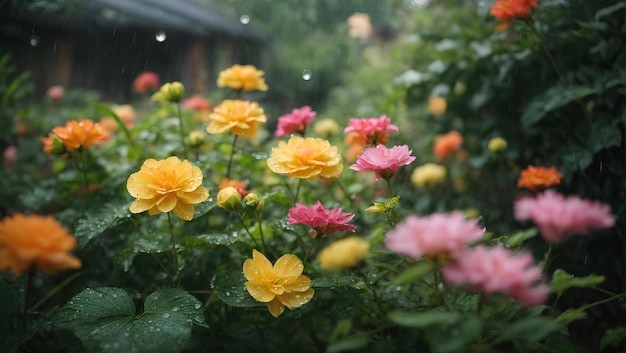 achtergrond van regen in de tuin