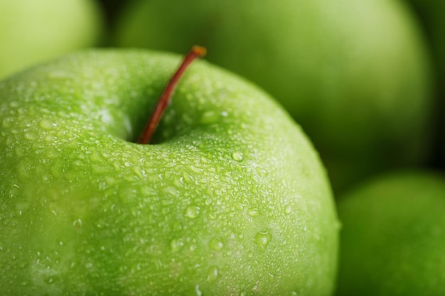 Achtergrond van rijpe en sappige groene appels, perspectief van bovenaf. Gezond Biologisch fruit