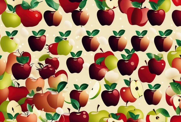 Achtergrond van tekeningen van gesneden en hele appels in een symmetrisch patroon