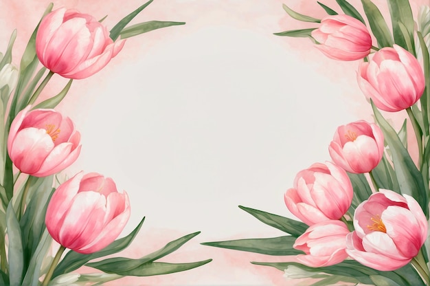 Foto achtergrond van tulpen voor felicitaties of uitnodigingen met kopieerruimte in het midden