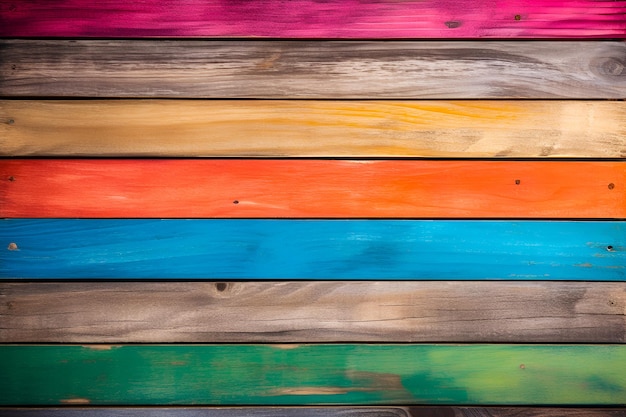 Achtergrond van veelkleurige geschilderde houten planken