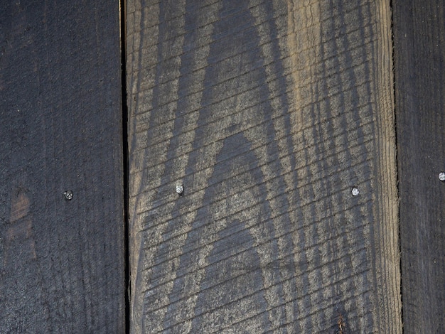 Achtergrond van verbrande planken Zwart hout Verbrande houten wandplanken na de brand