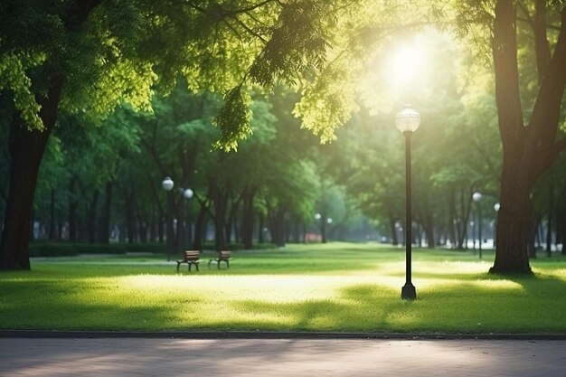 achtergrond vervaag openluchtpark met boom en bokeh licht