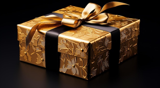 Achtergrond voor Boxing Day met cadeau doos en gouden lint voor Kerstmis Black Friday