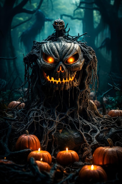achtergrond voor halloween met pompoenen en spooky