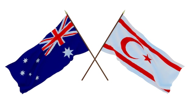 Achtergrond voor ontwerpers, illustratoren Nationale onafhankelijkheidsdag Vlaggen Australië en de Turkse Republiek Noord-Cyprus