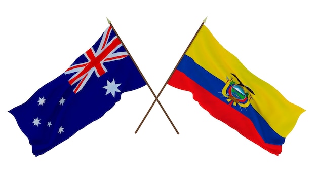 Achtergrond voor ontwerpers illustratoren Nationale Onafhankelijkheidsdag Vlaggen Australië en Ecuador