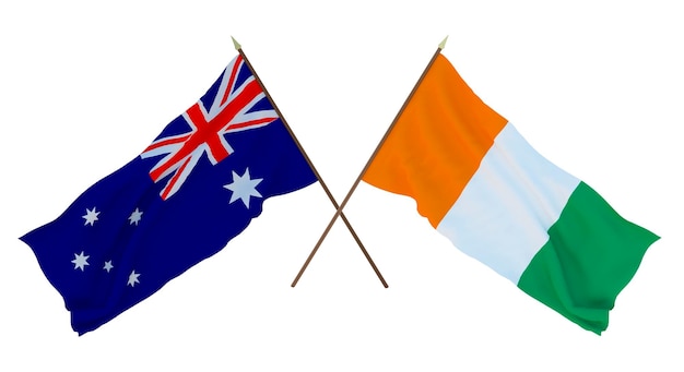 Achtergrond voor ontwerpers illustratoren nationale onafhankelijkheidsdag vlaggen australië en ivoorkust