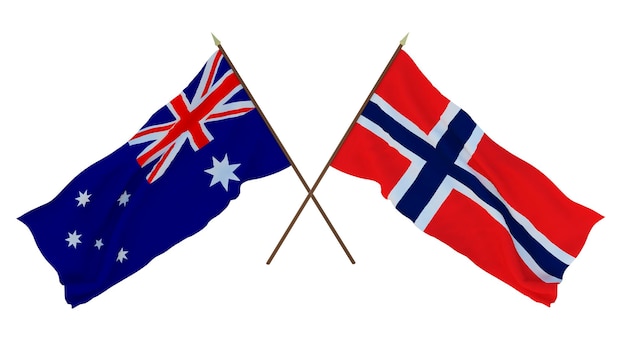 Achtergrond voor ontwerpers illustratoren Nationale Onafhankelijkheidsdag Vlaggen Australië en Noorwegen