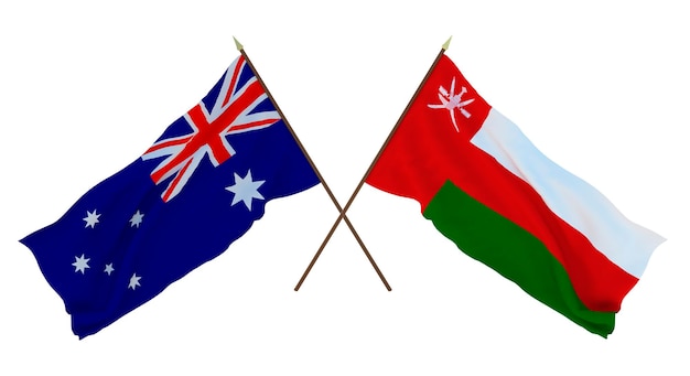 Achtergrond voor ontwerpers illustratoren Nationale Onafhankelijkheidsdag Vlaggen Australië en Oman