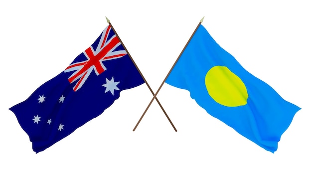 Achtergrond voor ontwerpers illustratoren Nationale Onafhankelijkheidsdag Vlaggen Australië en Palau