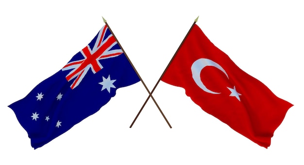 Achtergrond voor ontwerpers illustratoren Nationale Onafhankelijkheidsdag Vlaggen Australië en Turkije