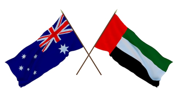 Achtergrond voor ontwerpers illustratoren Nationale Onafhankelijkheidsdag Vlaggen Australië en Verenigde Arabische Emiraten