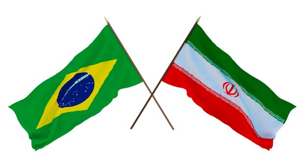 Achtergrond voor ontwerpers illustratoren Nationale Onafhankelijkheidsdag Vlaggen Brazilië en Iran