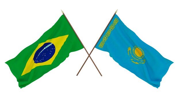 Achtergrond voor ontwerpers illustratoren Nationale Onafhankelijkheidsdag Vlaggen Brazilië en Kazachstan