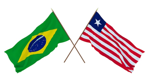 Achtergrond voor ontwerpers illustratoren Nationale Onafhankelijkheidsdag Vlaggen Brazilië en Liberia