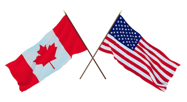 Achtergrond voor ontwerpers, illustratoren Nationale onafhankelijkheidsdag Vlaggen Canada en de Verenigde Staten van Amerika VS