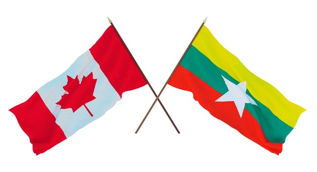 Achtergrond voor ontwerpers illustratoren Nationale Onafhankelijkheidsdag Vlaggen Canada en Myanmar