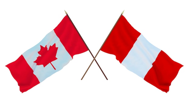 Achtergrond voor ontwerpers illustratoren Nationale Onafhankelijkheidsdag Vlaggen Canada en Peru