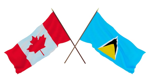 Achtergrond voor ontwerpers illustratoren Nationale Onafhankelijkheidsdag Vlaggen Canada en Saint Lucia