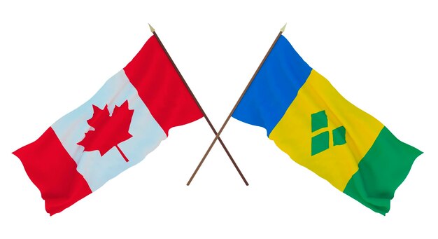 Achtergrond voor ontwerpers illustratoren Nationale Onafhankelijkheidsdag Vlaggen Canada en Saint Vincent