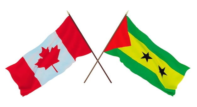 Achtergrond voor ontwerpers illustratoren Nationale Onafhankelijkheidsdag Vlaggen Canada en Sao Tomé en Principe