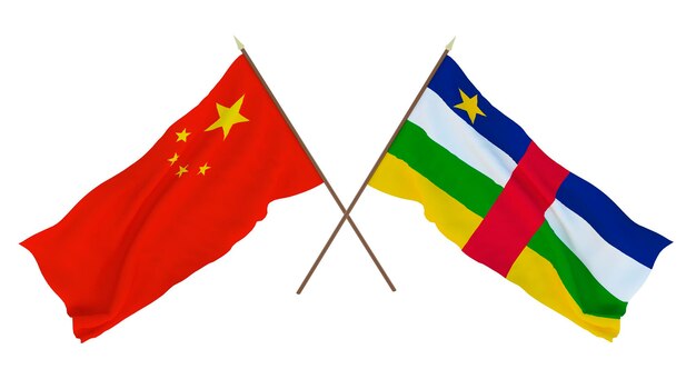 Achtergrond voor ontwerpers illustratoren Nationale Onafhankelijkheidsdag Vlaggen Chine en Centraal-Aricaanse Republiek