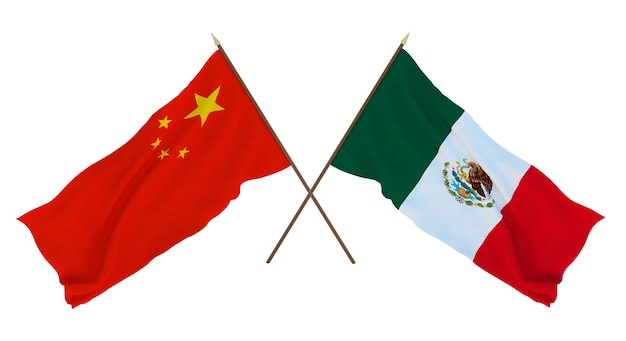 Achtergrond voor ontwerpers illustratoren Nationale Onafhankelijkheidsdag Vlaggen Chine en Mexico