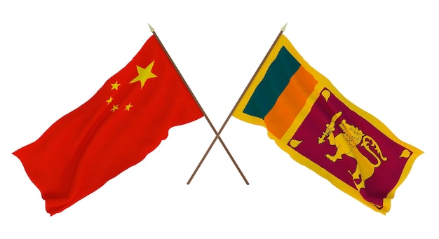 Achtergrond voor ontwerpers illustratoren Nationale Onafhankelijkheidsdag Vlaggen Chine en ShriLanka
