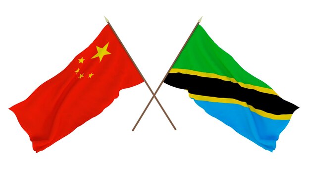 Achtergrond voor ontwerpers illustratoren Nationale Onafhankelijkheidsdag Vlaggen Chine en Tanzania