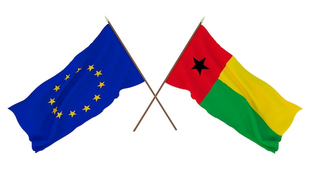 Achtergrond voor ontwerpers illustratoren Nationale Onafhankelijkheidsdag Vlaggen De Europese Unie en Guinee-Bissau