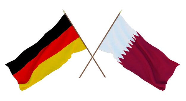 Achtergrond voor ontwerpers illustratoren Nationale Onafhankelijkheidsdag Vlaggen Duitsland en Qatar