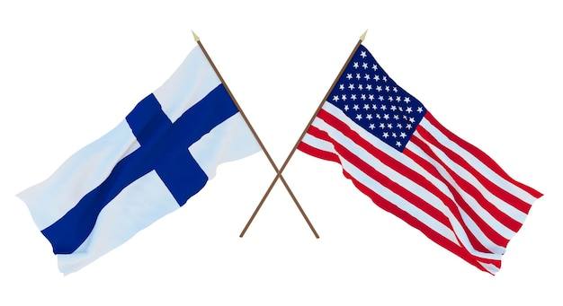 Achtergrond voor ontwerpers illustratoren Nationale Onafhankelijkheidsdag Vlaggen Finland en de Verenigde Staten van Amerika VS