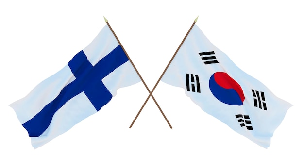 Achtergrond voor ontwerpers illustratoren Nationale Onafhankelijkheidsdag Vlaggen Finland en Zuid-Korea