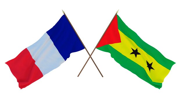 Achtergrond voor ontwerpers illustratoren Nationale Onafhankelijkheidsdag Vlaggen Frankrijk en Sao Tomé en Principe