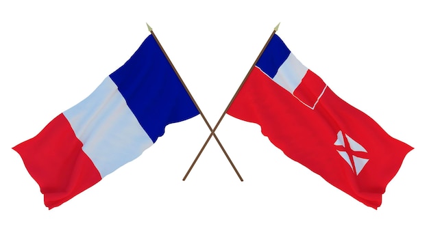 Achtergrond voor ontwerpers illustratoren Nationale Onafhankelijkheidsdag Vlaggen Frankrijk en Wallis en Futuna