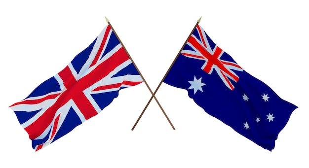 Achtergrond voor ontwerpers illustratoren Nationale Onafhankelijkheidsdag Vlaggen Het Verenigd Koninkrijk van Groot-Brittannië en Noord-Ierland en Australië