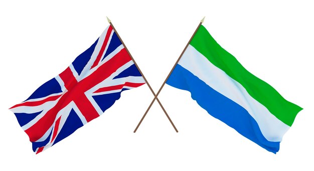 Achtergrond voor ontwerpers illustratoren Nationale Onafhankelijkheidsdag Vlaggen Het Verenigd Koninkrijk van Groot-Brittannië en Noord-Ierland en Sierra Leone