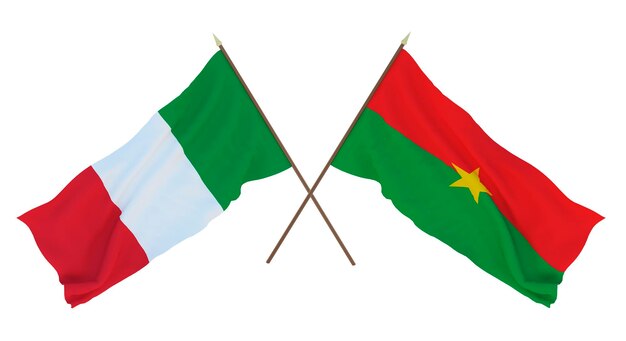 Achtergrond voor ontwerpers illustratoren Nationale Onafhankelijkheidsdag Vlaggen Italië en Burkina Faso