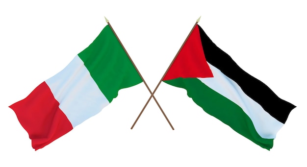 Achtergrond voor ontwerpers illustratoren Nationale Onafhankelijkheidsdag Vlaggen Italië en Palestina