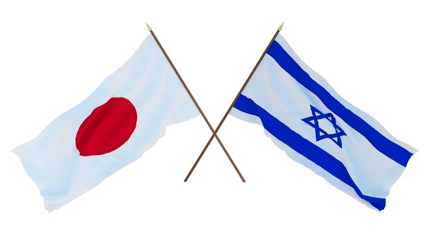 Achtergrond voor ontwerpers illustratoren Nationale Onafhankelijkheidsdag Vlaggen Japan en Israël