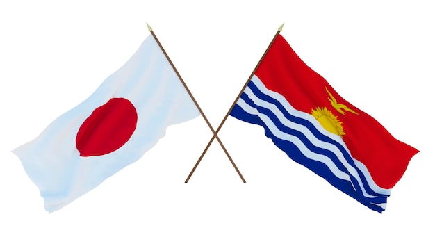 Achtergrond voor ontwerpers illustratoren Nationale Onafhankelijkheidsdag Vlaggen Japan en Kiribati