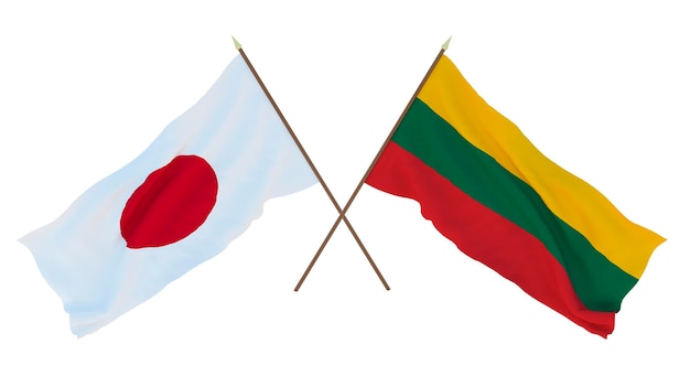 Achtergrond voor ontwerpers illustratoren Nationale Onafhankelijkheidsdag Vlaggen Japan en Litouwen
