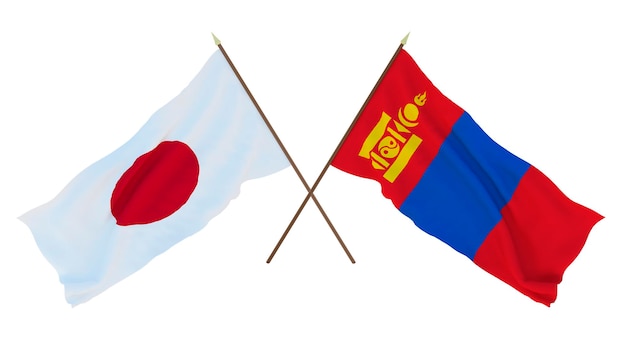 Achtergrond voor ontwerpers illustratoren Nationale Onafhankelijkheidsdag Vlaggen Japan en Mongolië