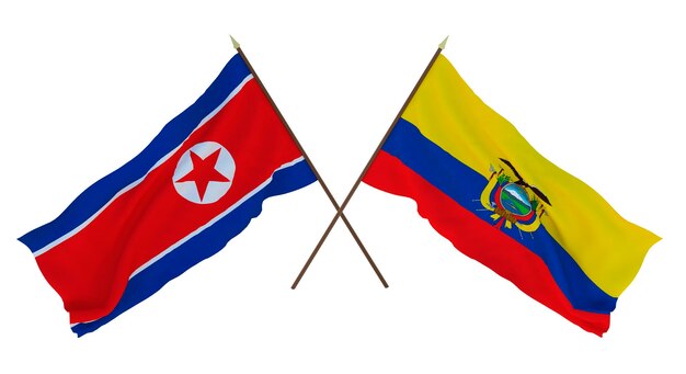 Achtergrond voor ontwerpers illustratoren Nationale Onafhankelijkheidsdag Vlaggen Noord-Korea en Ecuador