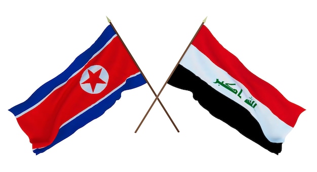 Achtergrond voor ontwerpers illustratoren nationale onafhankelijkheidsdag vlaggen noord-korea en irak