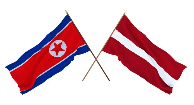 Achtergrond voor ontwerpers illustratoren Nationale Onafhankelijkheidsdag Vlaggen Noord-Korea en Letland