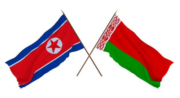 Achtergrond voor ontwerpers illustratoren nationale onafhankelijkheidsdag vlaggen noord-korea en wit-rusland