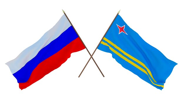 Achtergrond voor ontwerpers illustratoren Nationale Onafhankelijkheidsdag Vlaggen Rusland en Aruba