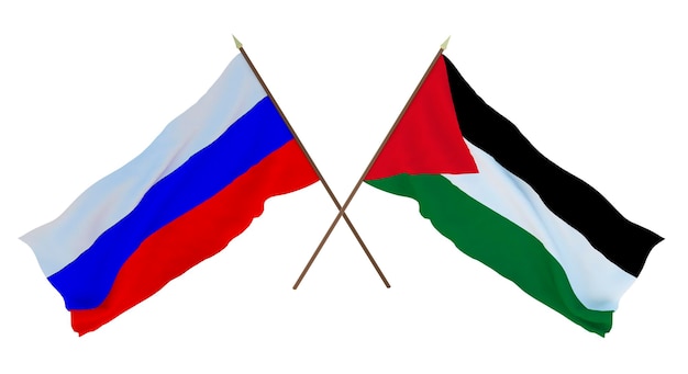 Achtergrond voor ontwerpers illustratoren Nationale Onafhankelijkheidsdag Vlaggen Rusland en Palestina